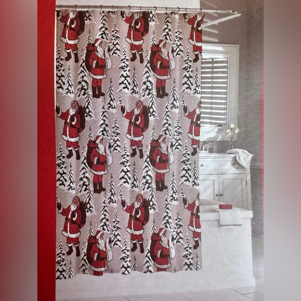 Festive Santa Shower Curtain 70” x 72”
